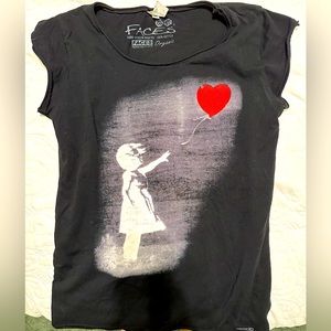 Hand printed Banksy tshirt size M